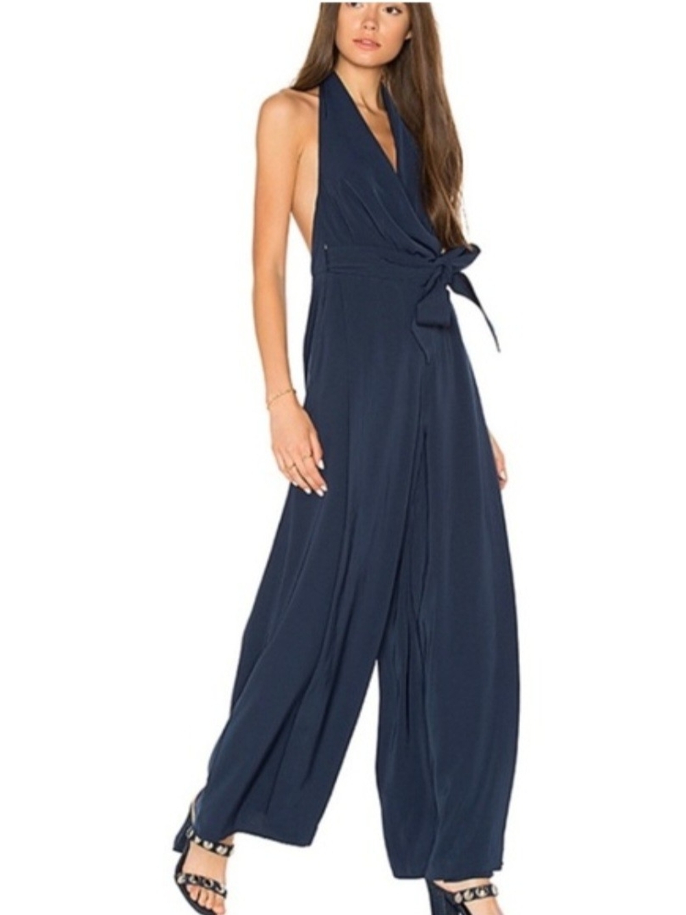 NWOT Keepsake Navy Halter Wrap Jumpsuit with Tie Waist - Sm